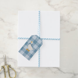 Etiqueta Para Presente Powder Blue Gingham Goose Baby Shower Buffalo Chec