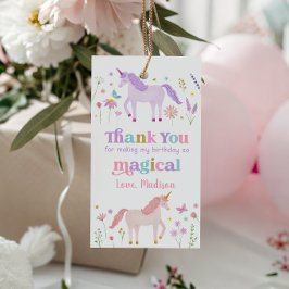 Etiqueta Para Presente Prado de Unicórnio Rosa Pastel Dourado Aniversário