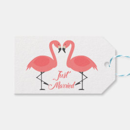 Etiqueta Para Presente Praia de Casamento do Recem casados Flamingo, Rosa