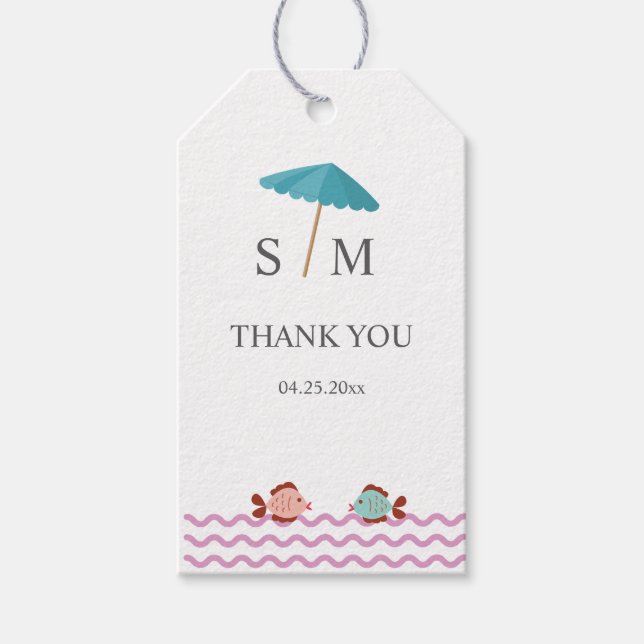 Etiqueta Para Presente Praia de Verão em Aquarela Moderna (Frente)