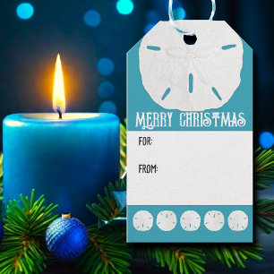 Etiqueta Para Presente Praia dos Dólares de Areia Azul Natal