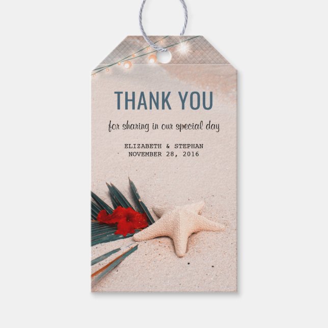 Etiqueta Para Presente Praia Tropical de Casamento de Destino (Frente)