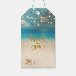 Etiqueta Para Presente Praia Tropical Romântica Luzes Conchas