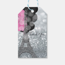 Etiqueta Para Presente Prata Brilho e Balões Paris Torre Eiffel Festa