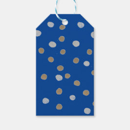 Etiqueta Para Presente Prata e Bolinhas Douradas em Azul