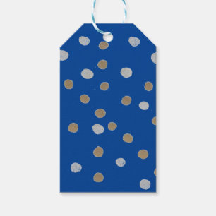 Etiqueta Para Presente Prata e Bolinhas Douradas em Azul