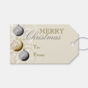 Etiqueta Para Presente Prata e Natal festivo Dourado