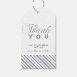 Etiqueta Para Presente Prata e Roxo | Favor do Partido Moderno Obrigado M