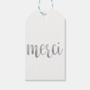 Etiqueta Para Presente Prateie Tag do favor do "merci", folha, vertical
