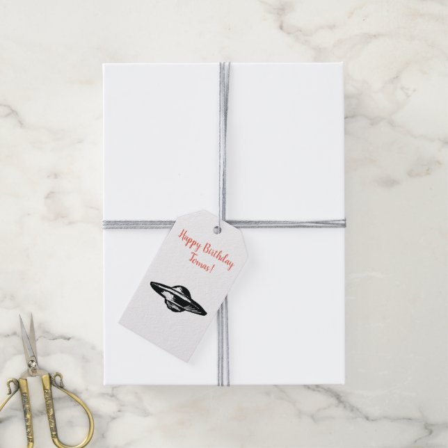 Etiqueta Para Presente prato voador OVNI (Com cordão)