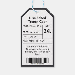 Etiqueta Para Presente Preço de desconto personalizado de vestuário preto