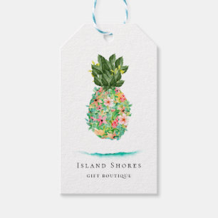 Etiqueta Para Presente Preços florais do abacaxi da ilha botânica
