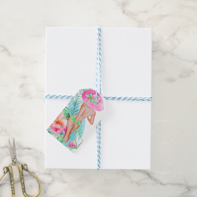 Etiqueta Para Presente Preppy Bikini - Festa de solteira Brilhante Obriga (Com cordão)