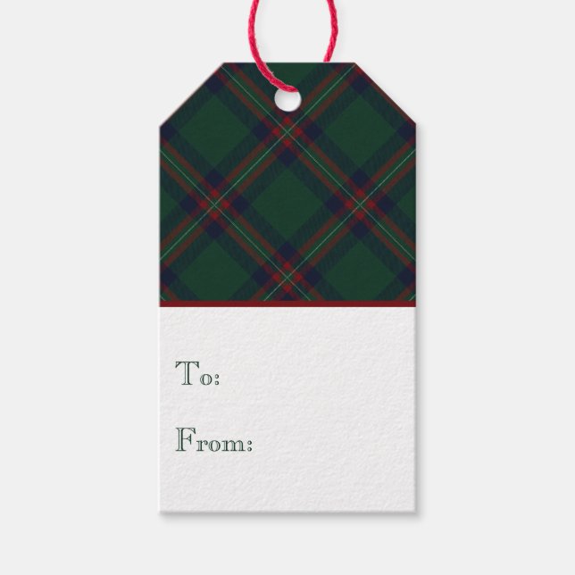 Etiqueta Para Presente Preppy Christmas Dark Green Plaid Wrapping Paper (Frente)