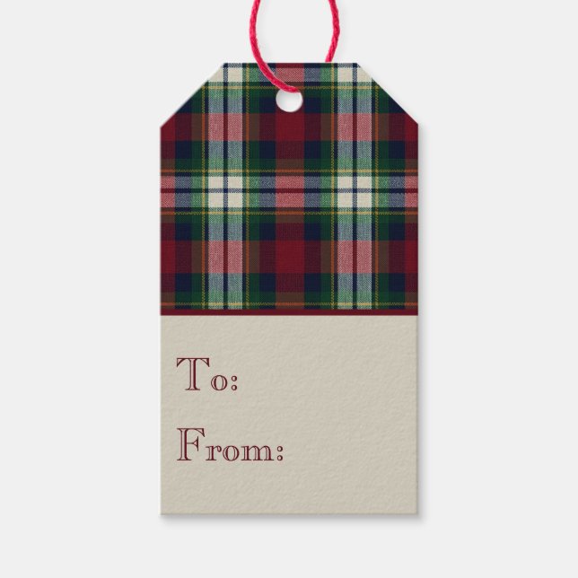 Etiqueta Para Presente Preppy Christmas Plaid (Frente)
