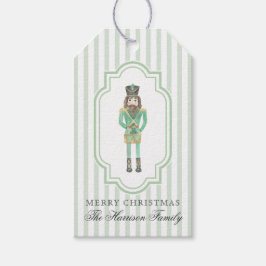 Etiqueta Para Presente Preppy Green Watercolor Nutcracker Christmas