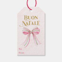 Preppy Pink & Green Coquette Bow Buon Natale