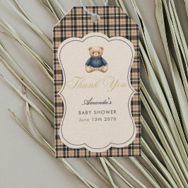 Etiqueta Para Presente Preppy Polo Teddy Bear Luxury Beige Baby Shower