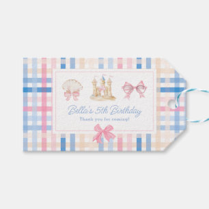 Etiqueta Para Presente Preppy Seashell Sandcastle Pastel Gingham