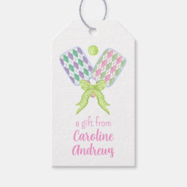 Etiqueta Para Presente Preppy Watercolor Argyle Pickleball Paddles