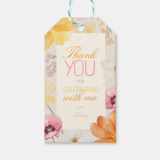 Etiqueta Para Presente Presente de Agradecimento Floral Pastel Rosa Pêsse