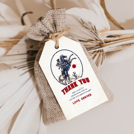 Etiqueta Para Presente Presente de Aniversário Rodeio Cowboy Vermelho Vin