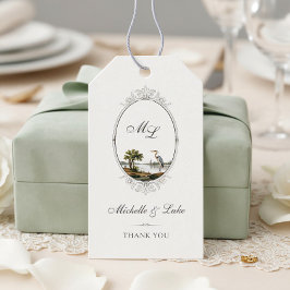 Etiqueta Para Presente Presente de Casamento Monograma País Francês Vinta