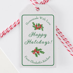 Etiqueta Para Presente Presente de Natal com Receitas Editáveis Verde Fel