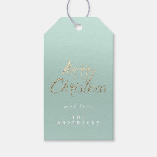 Etiqueta Para Presente Presente De Natal Feliz Para Escrever Aqua Dourado