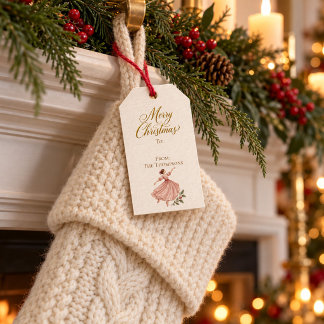 Etiqueta Para Presente Presente de Natal Senhora Vintage Dançando