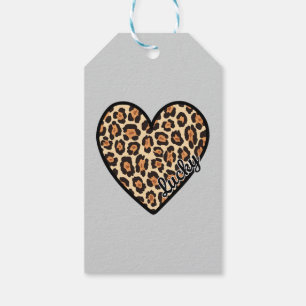 Etiqueta Para Presente Presente do Dia dos Namorados com coração de leopa