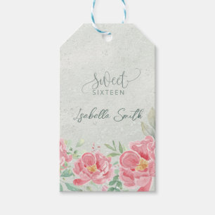 Etiqueta Para Presente Presente Floral Verde Claro e Rosa para Doze Anos