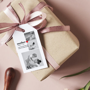 Etiqueta Para Presente Presente Mãe do Coração Vermelho de Foto e Text