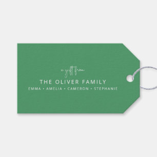 Etiqueta Para Presente Presente Mínimo Verde Personalizado Do Nome Da Fam