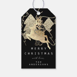 Etiqueta Para Presente Presente Para Reindeer Dourada Árvore De Natal
