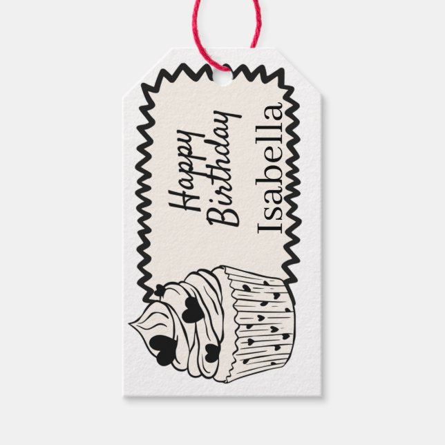 Etiqueta Para Presente Presente Personalizado de Aniversário Minimal Cust (Frente)