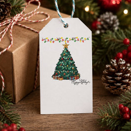 Etiqueta Para Presente Presente Personalizado de Feliz Natal Árvore de Na