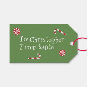 Etiqueta Para Presente Presente personalizado do verde dos doces do Natal