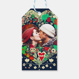 Etiqueta Para Presente Presente Romântico de Quadro Cardíaco Floral Perso