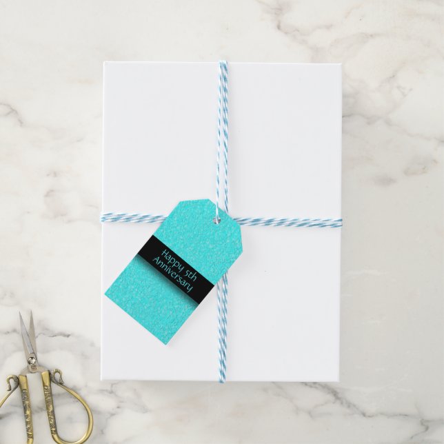 Etiqueta Para Presente Presente Simples de Aniversário Azul de Aqua (Com cordão)