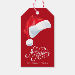 Etiqueta Para Presente Presente vermelho do Feliz Natal do chapéu do
