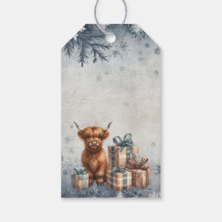Etiqueta Para Presente Presentes Vaca Highland Inverno Azul