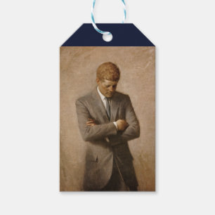 Etiqueta Para Presente Presidente Americano John Kennedy Retrato Pintado