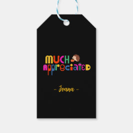 Etiqueta Para Presente Preto Apreciado Colorido Personalizado Obrigado