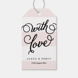 Etiqueta Para Presente Preto com Faixa Cinzenta Branca Com Amor