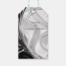 Etiqueta Para Presente Preto com Prata na Seda de Marfim