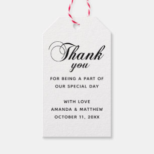 Etiqueta Para Presente Preto e branco elegante clássico casamento agradec