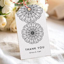 Etiqueta Para Presente Preto e branco moderno minimalista floral