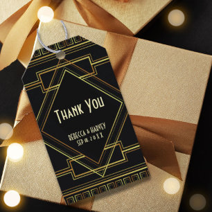 Etiqueta Para Presente preto e casamento gatsby do vintage do ouro grande