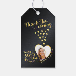 Etiqueta Para Presente Preto e Dourado Obrigado 50º Favor de Aniversário